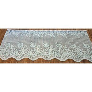 White Lace Valance Ribbon Trim Rose Garden Coquette Cottage Country 45x18